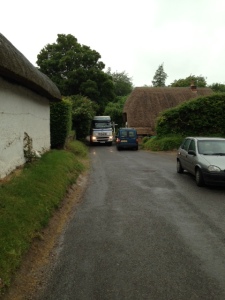 Lorry heading towards Abbotts Ann (and Alpine Group?) at 9am on Friday 28 June 2013